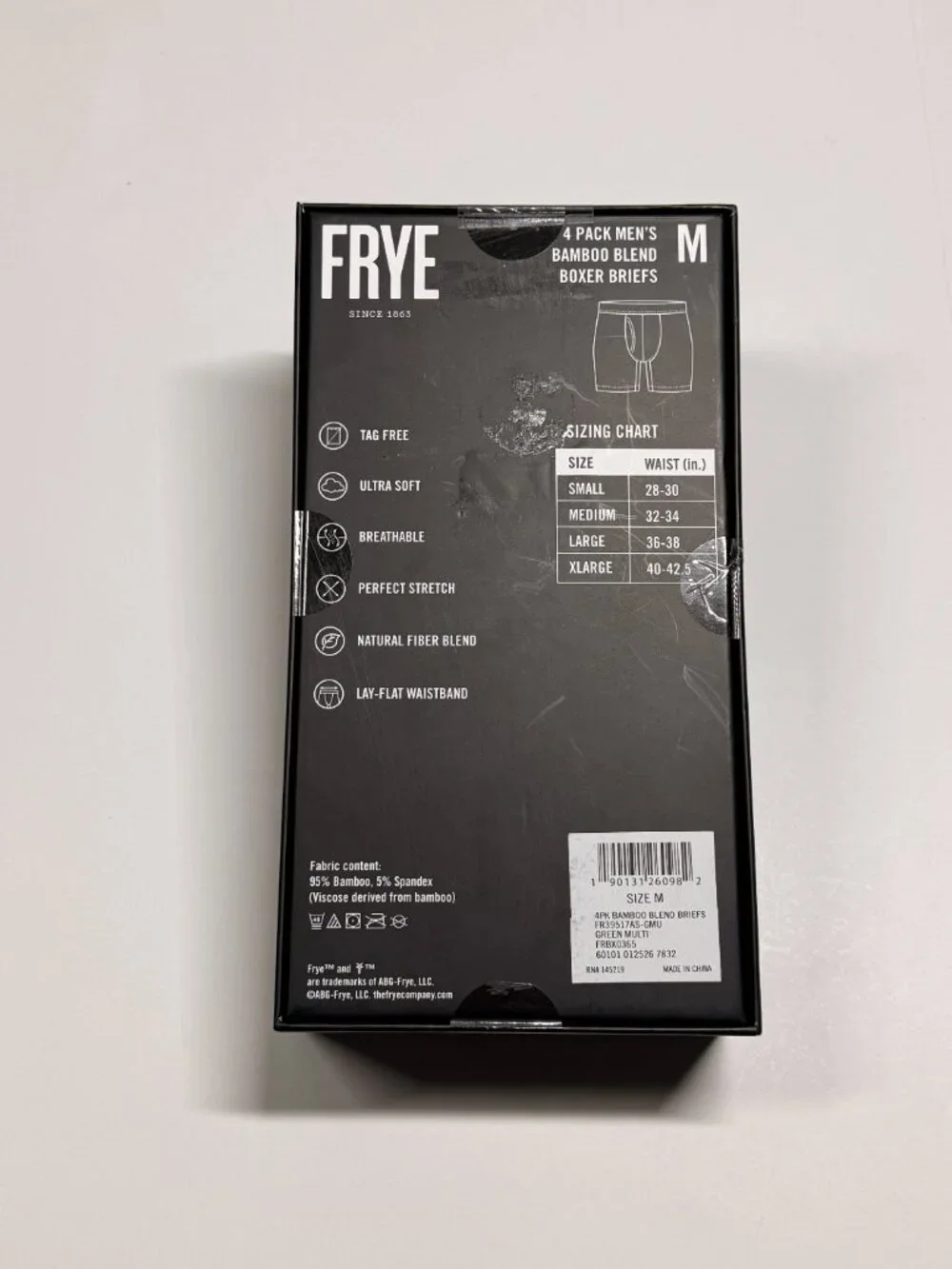 FRYE Bamboo Blend Boxer Briefs - 4 Pack - NWT - Medium - Green Tan Gray Tones